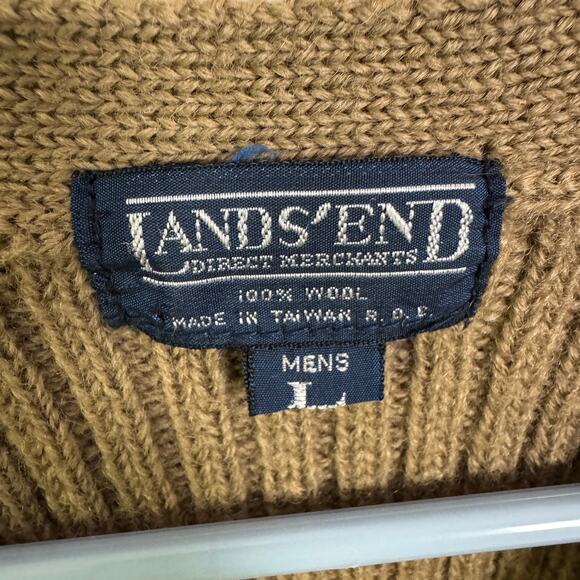 Lands End Drifter Modern Cable V Neck Wool Sweater Vest US Women's L - Picture 3 of 5